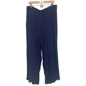 IN STUDIO navy pants elastic waistband loose wide leg / 3X